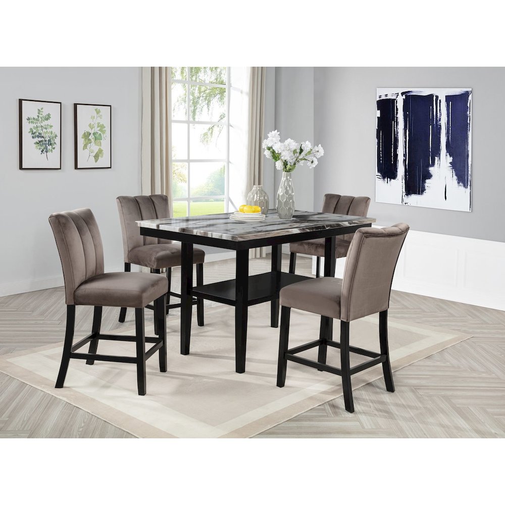 Sheridan Rectangle Charcoal Lava Top Counter Height Table, Cedar Brown. Picture 4