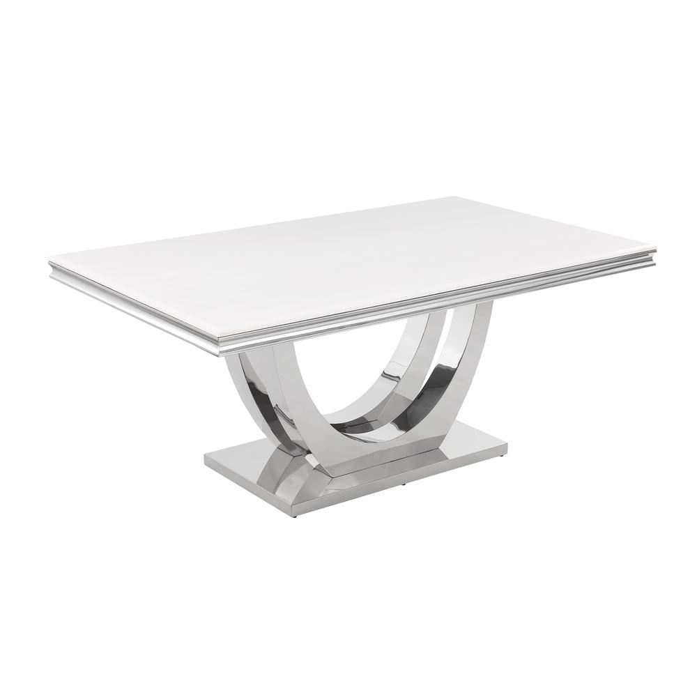 Danis Stone Marble Laminate Silver Rectangle Dining Table. Picture 1