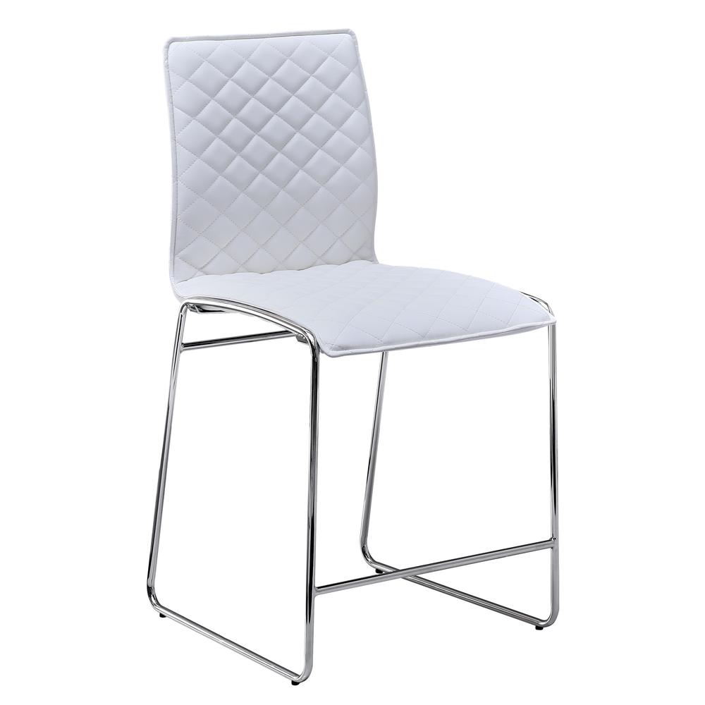 Best Master Furniture Duncan 24" Faux Leather Counter Stool in White/Chrome. Picture 1