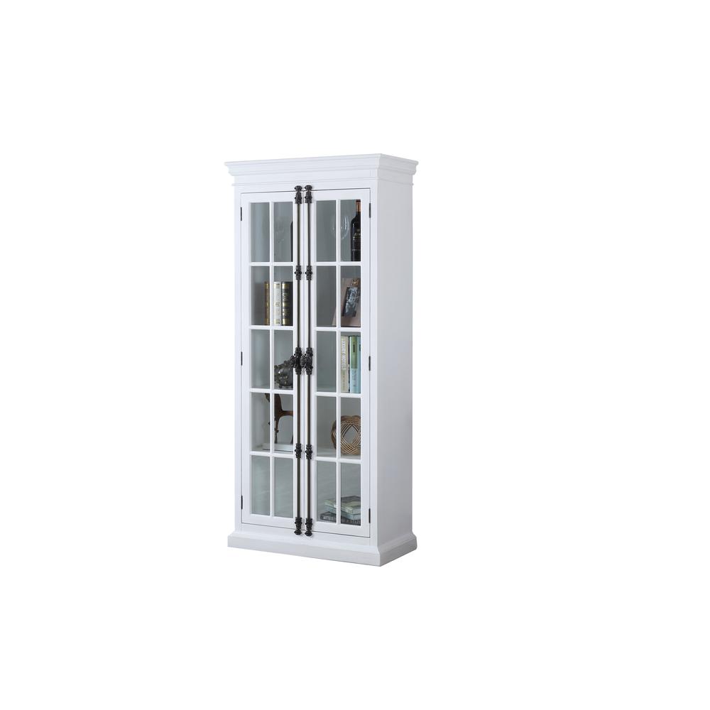Polich Antique White Wood Storage Curio Cabinet. Picture 1