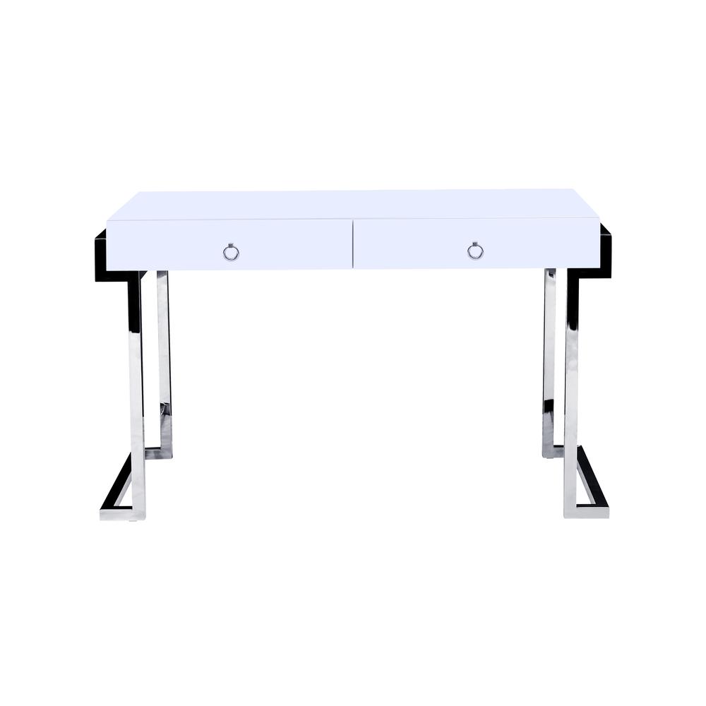 Best Master Juneau Modern 2-Drawer Engineered Wood Computer Desk in Silver. Picture 2