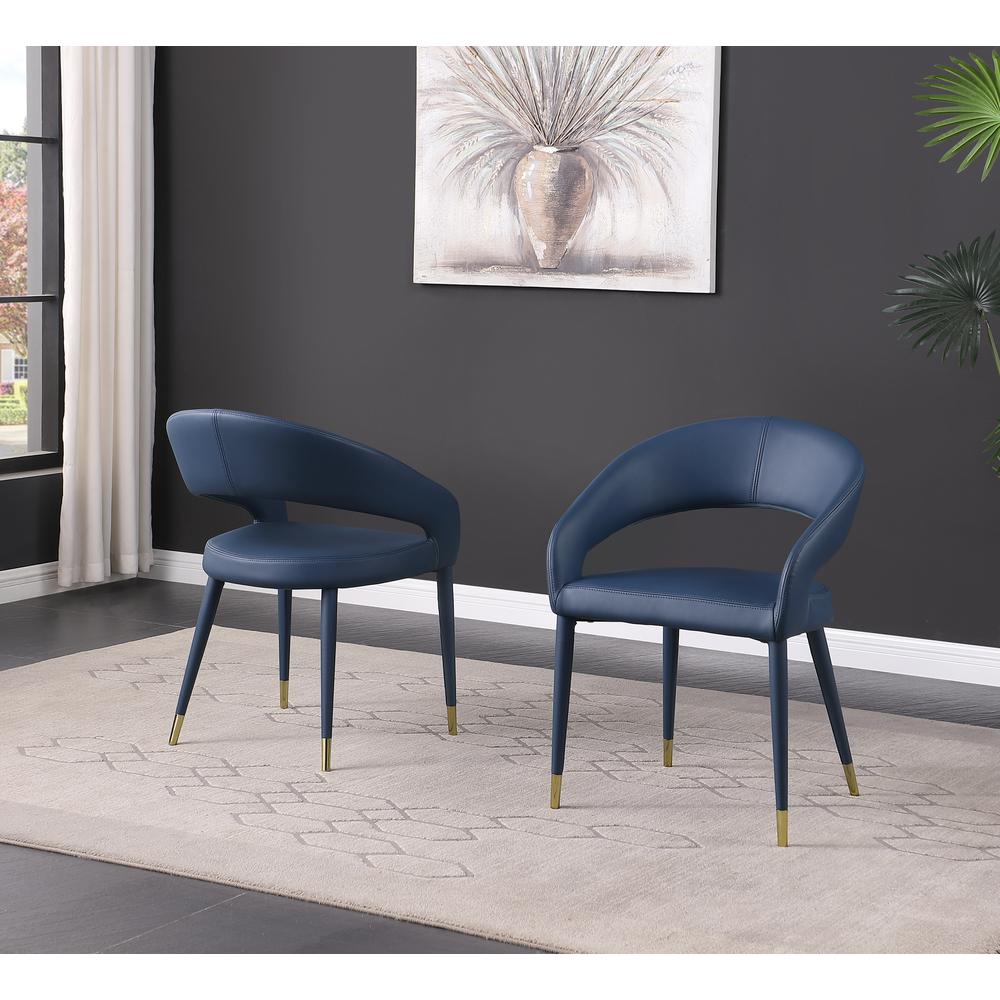 Jacques Faux Leather Navy Dining Chairs (Set of 2). Picture 3