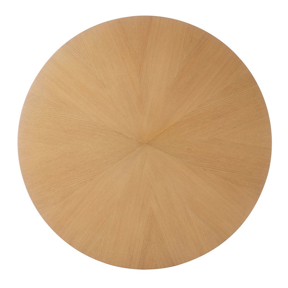 Tappelle Mid-Century Modern Round Storage Dining Table with Gold Accents,Natural. Picture 3