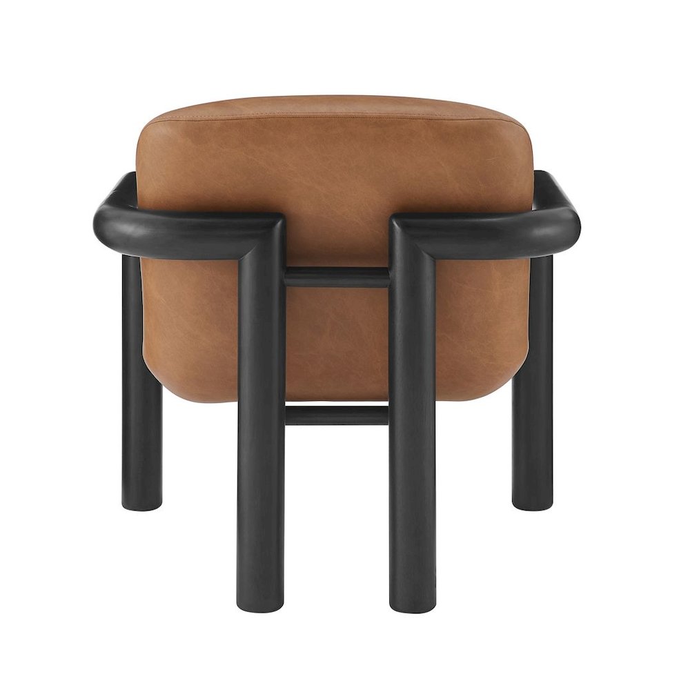 Modern Accent Chair with Treviso Dark Faux Leather Cushion, Set of 1, Black. Picture 4