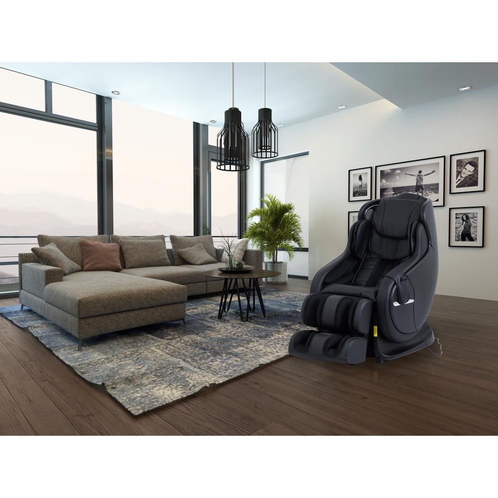 Elvis Black Faux Leather Premium Massage Chair with Bluetooth Speaker. Picture 4