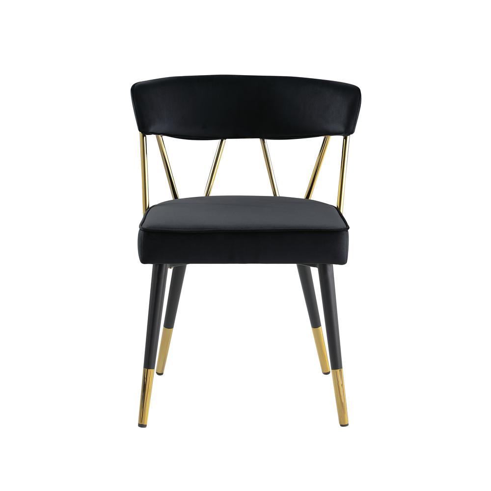 Aireys Black Velvet Armless Chair with Gold Accents (Set of 2). Picture 2
