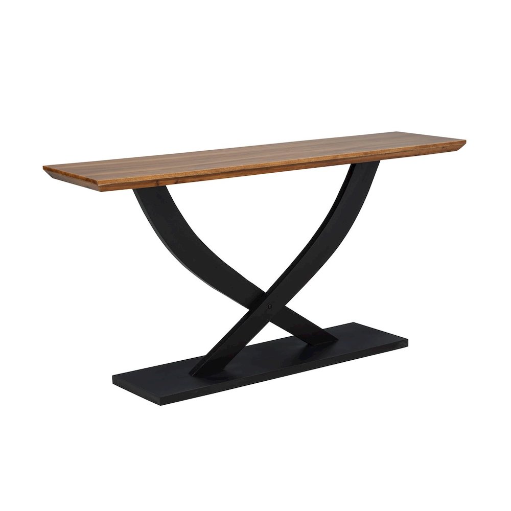 Danport Rectangle Transtional Console Table with Wood Top, Natural/Espresso. Picture 1