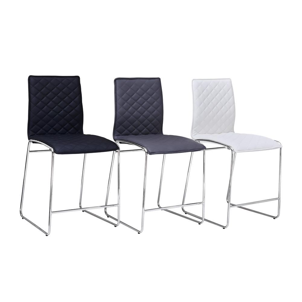 Best Master Furniture Duncan 24" Faux Leather Counter Stool in White/Chrome. Picture 2