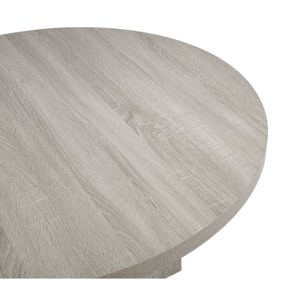 Timbria Transitional Round Dining Table with Cross Pedestal Base, Oak. Picture 2