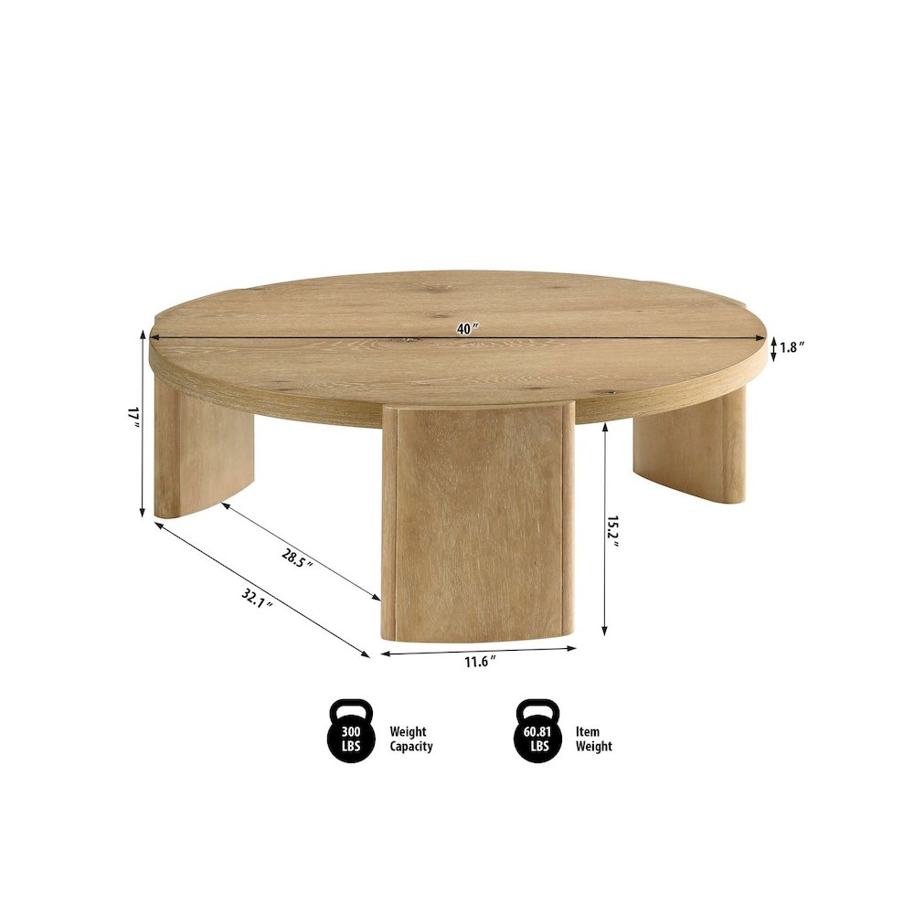 Bristol Mid-Century Round Coffee Table, Kepler Driftwood. Picture 4
