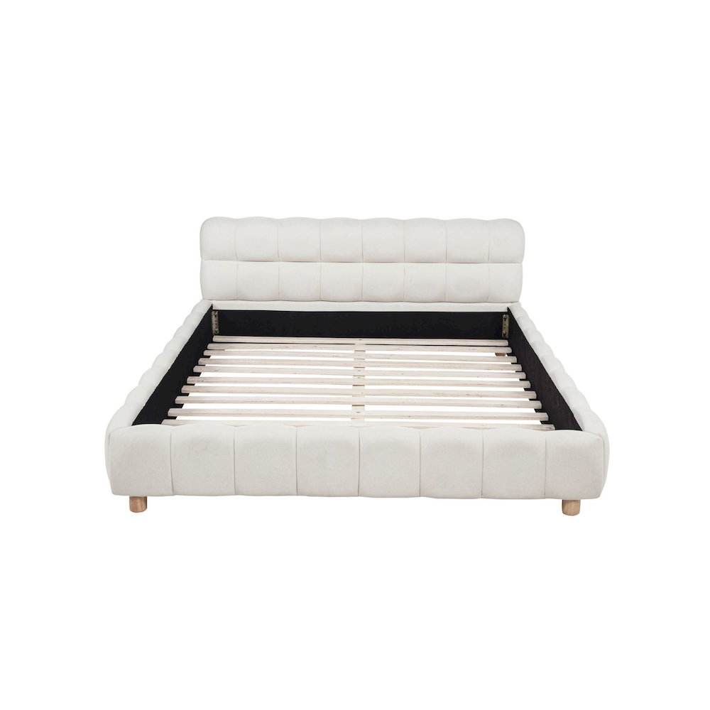 Ctoria Queen Burlap Bed, Cream. Picture 5