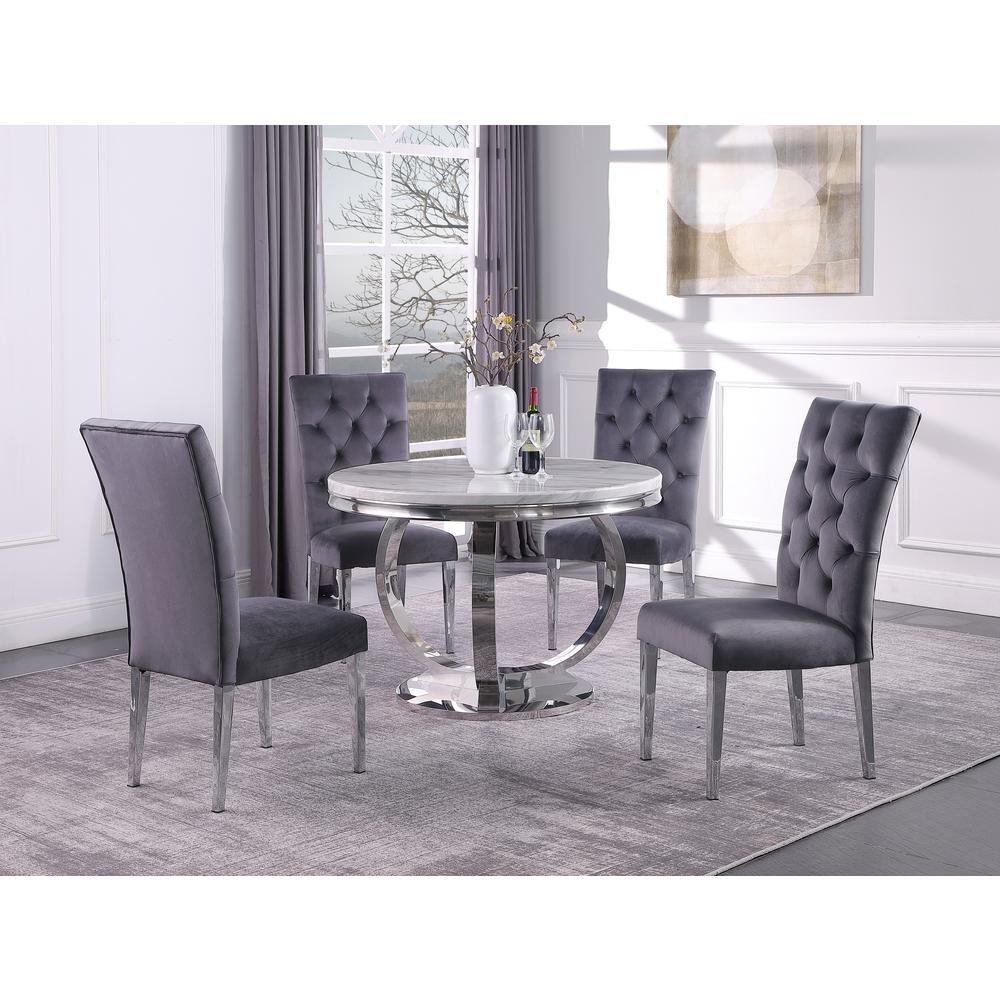 Layla Modern Velvet Upholstered Side Chairs in Gray (Set of 2). Picture 2