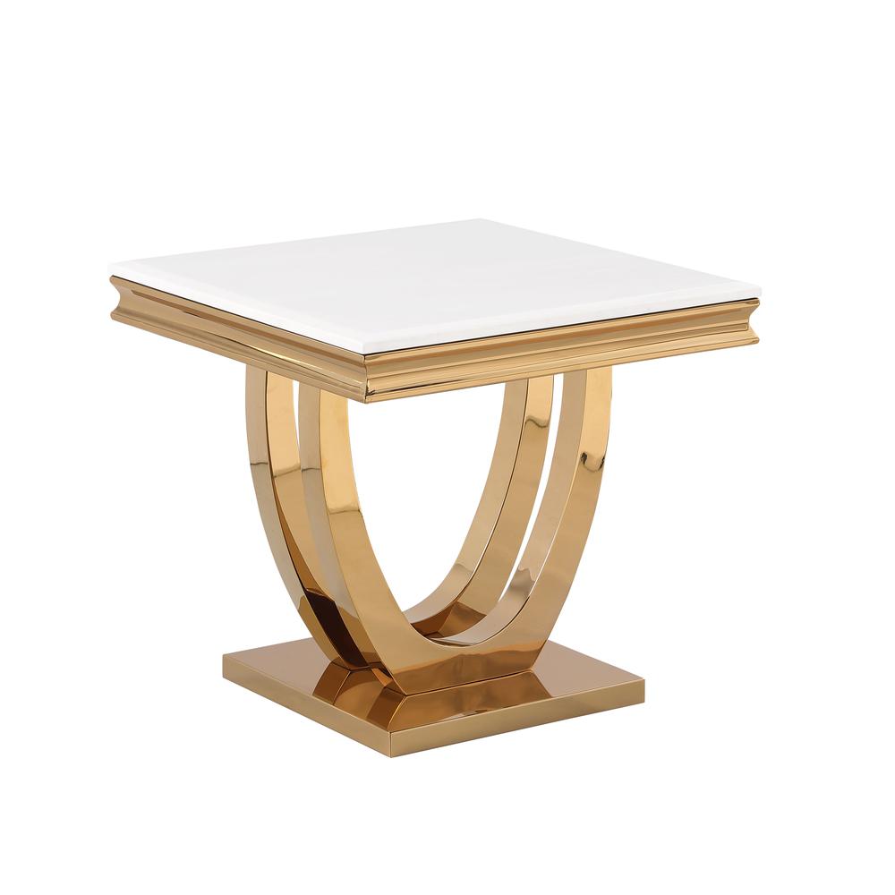 Danis Stone Marble Laminate Gold End Table. Picture 1