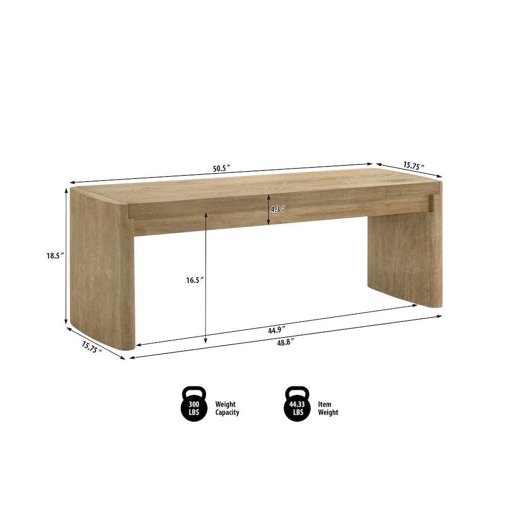 Bristol Mid-Century Dining Bench, Kepler Driftwood. Picture 3