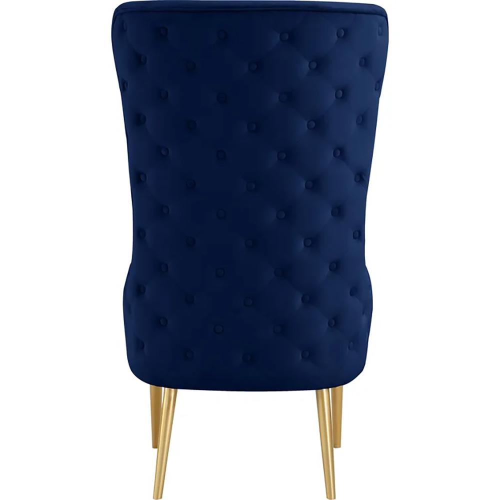 Venetian Navy Tufted Velvet High Back Arm Chair. Picture 3