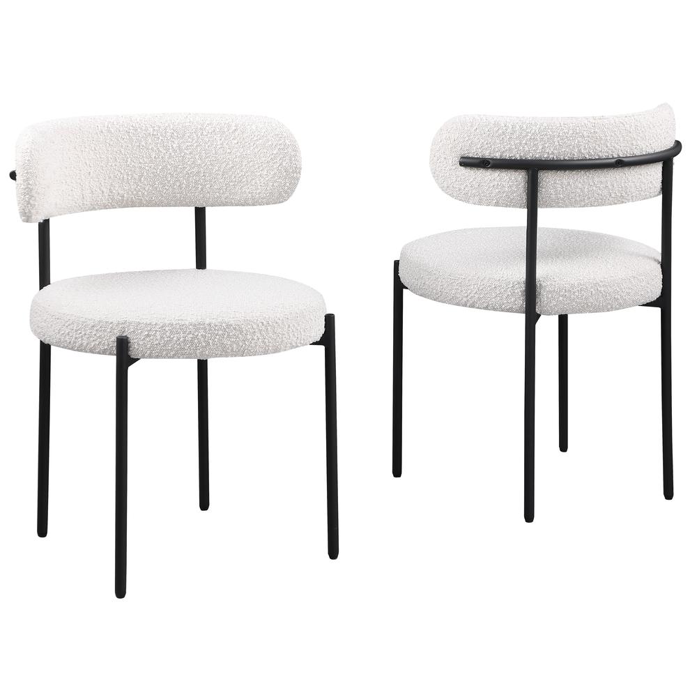 Drexel Boucle Fabric Cream Dining Chairs (Set of 2). Picture 1