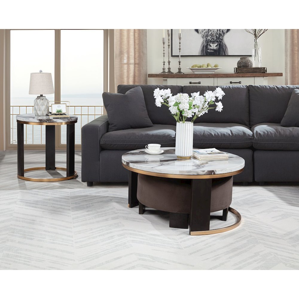 Tvano Coffee Table with Stool 2-Piece Set, Icelandic Ivory. Picture 8