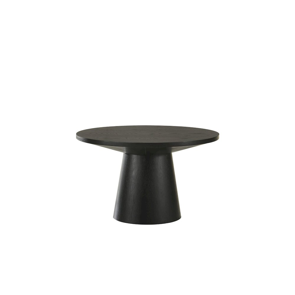 Terra Transitional Round Coffee Table with Pedestal Base, Ebony Black. Picture 1
