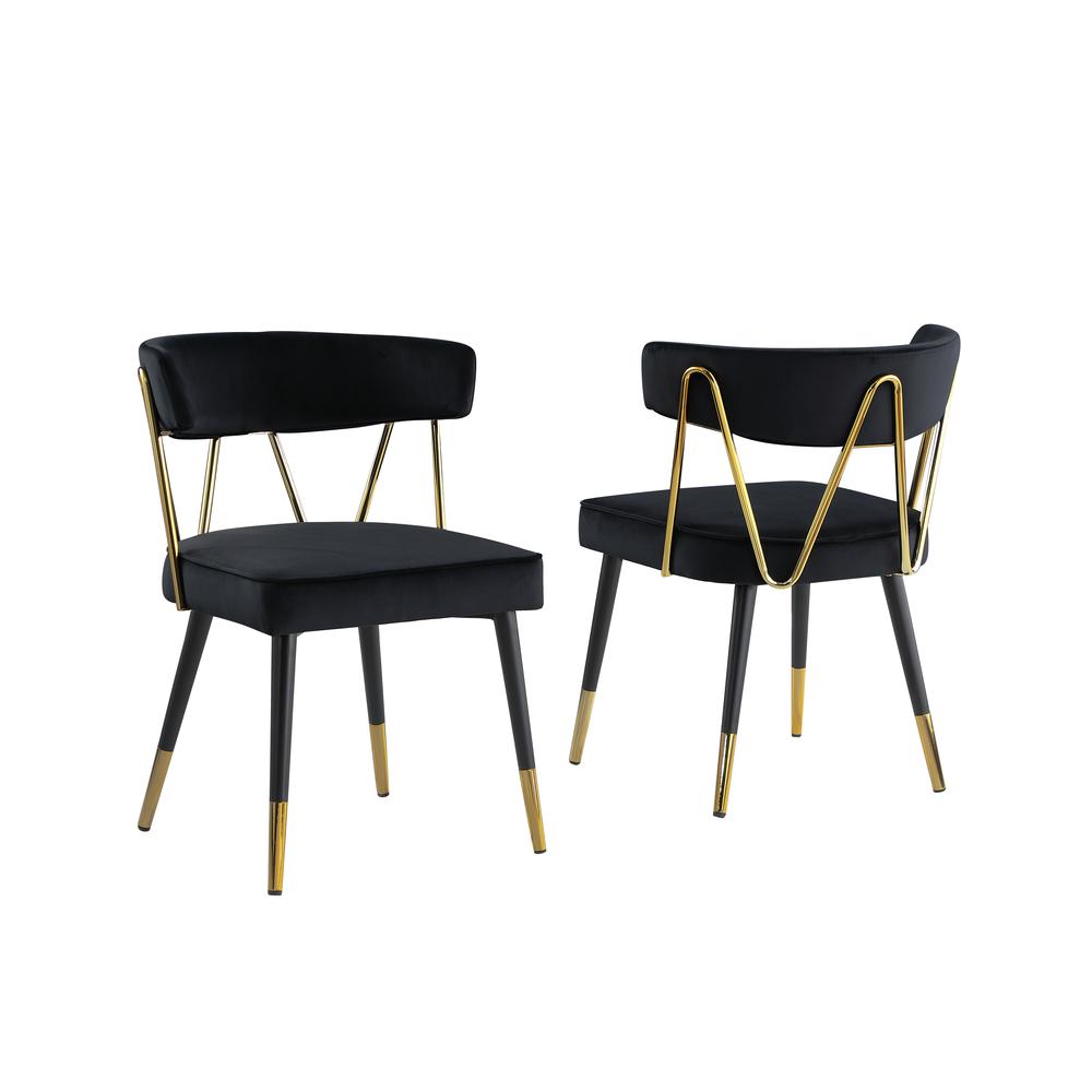 Aireys Black Velvet Armless Chair with Gold Accents (Set of 2). Picture 1