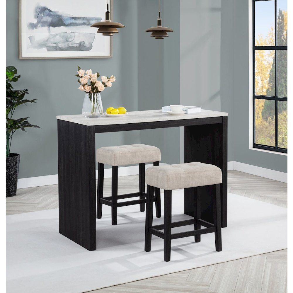 Caden Rectangle Counter Height Bar Table, Beige/Black Charcoal. Picture 4