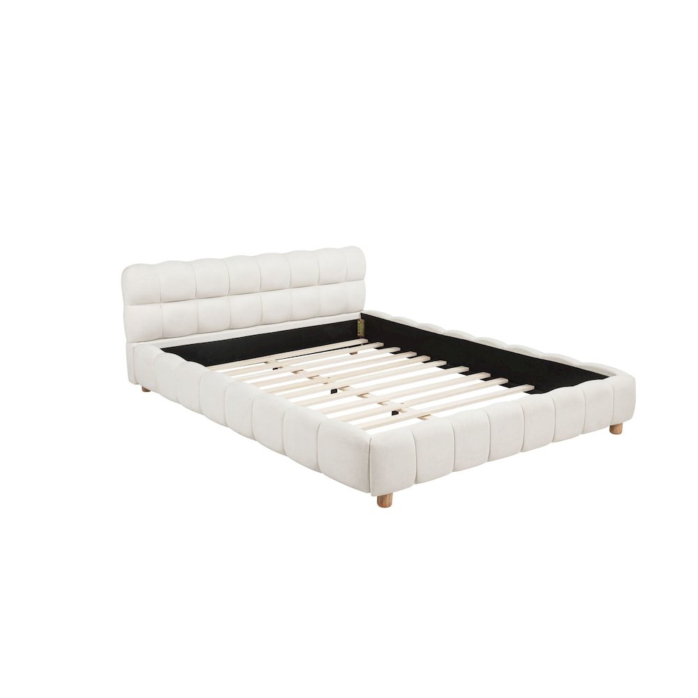 Ctoria Queen Burlap Bed, Cream. Picture 4