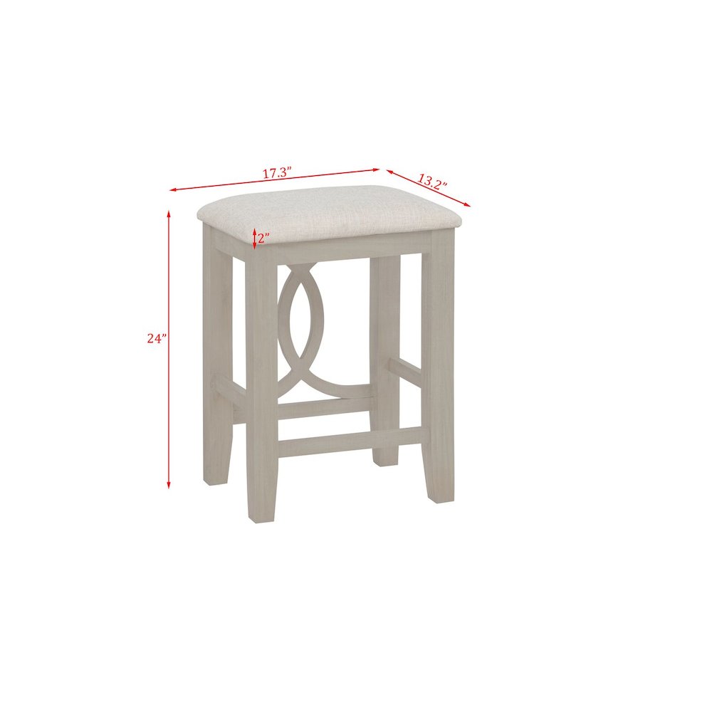 Dappelle 3-Piece Pub Dining Set with USB-A & USB-C Ports in 1 Box, Antique White. Picture 6