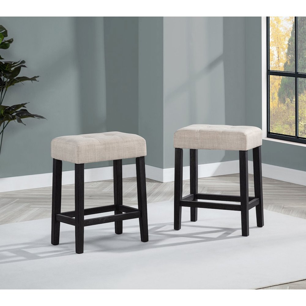 Caden Upholstered Counter Height Stools, Beige/Black Charcoal. Picture 6