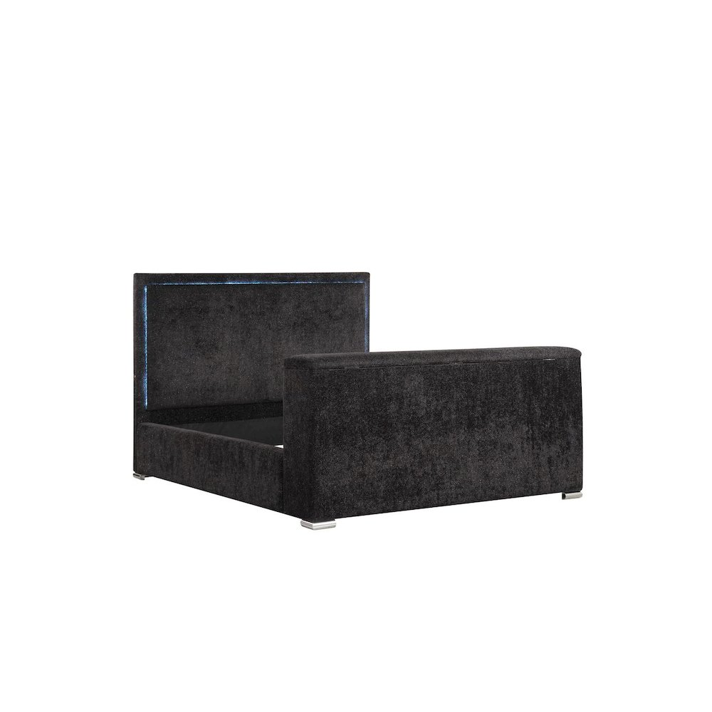 Modern Upholstered Bed Frame with Hidden TV Lift Storage, Eastern King, Black. Picture 2