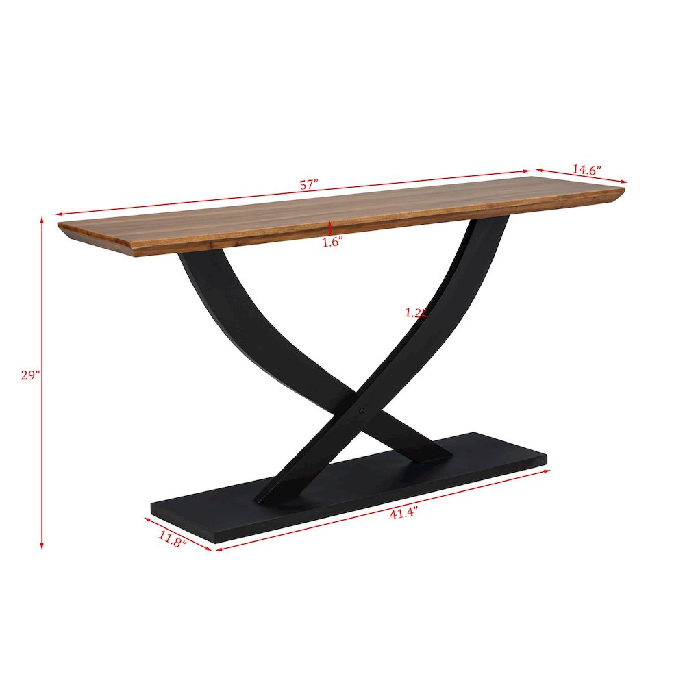 Danport Rectangle Transtional Console Table with Wood Top, Natural/Espresso. Picture 3