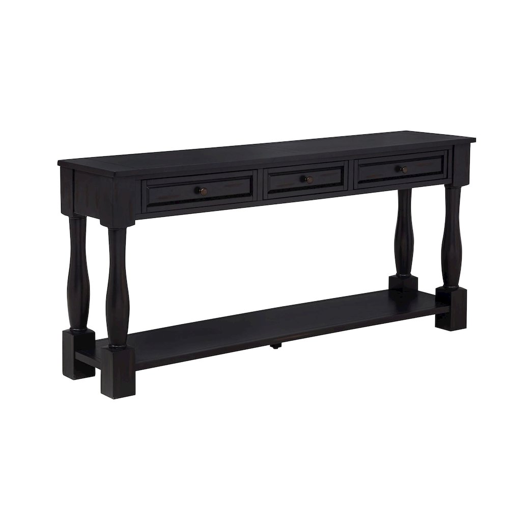 Delphina Rectangle Transitional Console Table with 3 Drawers, Espresso. Picture 1
