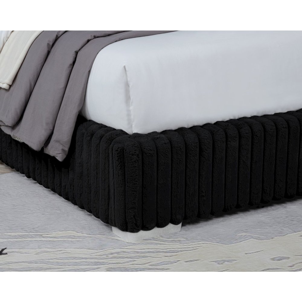 Uphoria Rabbit Velvet Queen Bed, Black. Picture 6