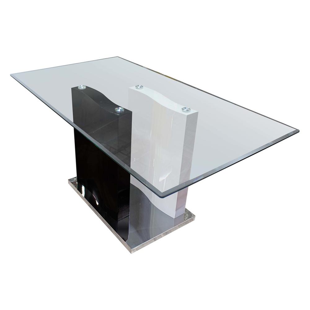 White High Gloss Rectangular Glass Dining Table. Picture 2