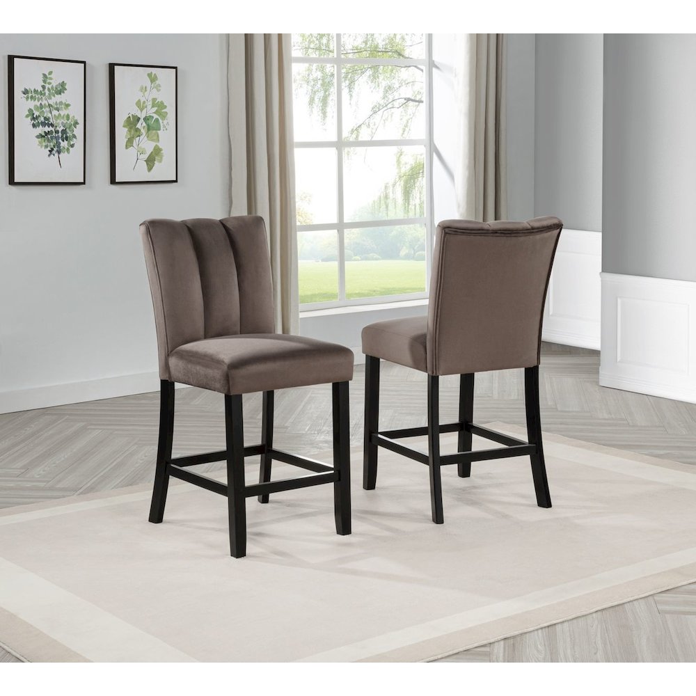 Sheridan Velvet Counter Height Chairs, Set of 2, Cedar Brown. Picture 6