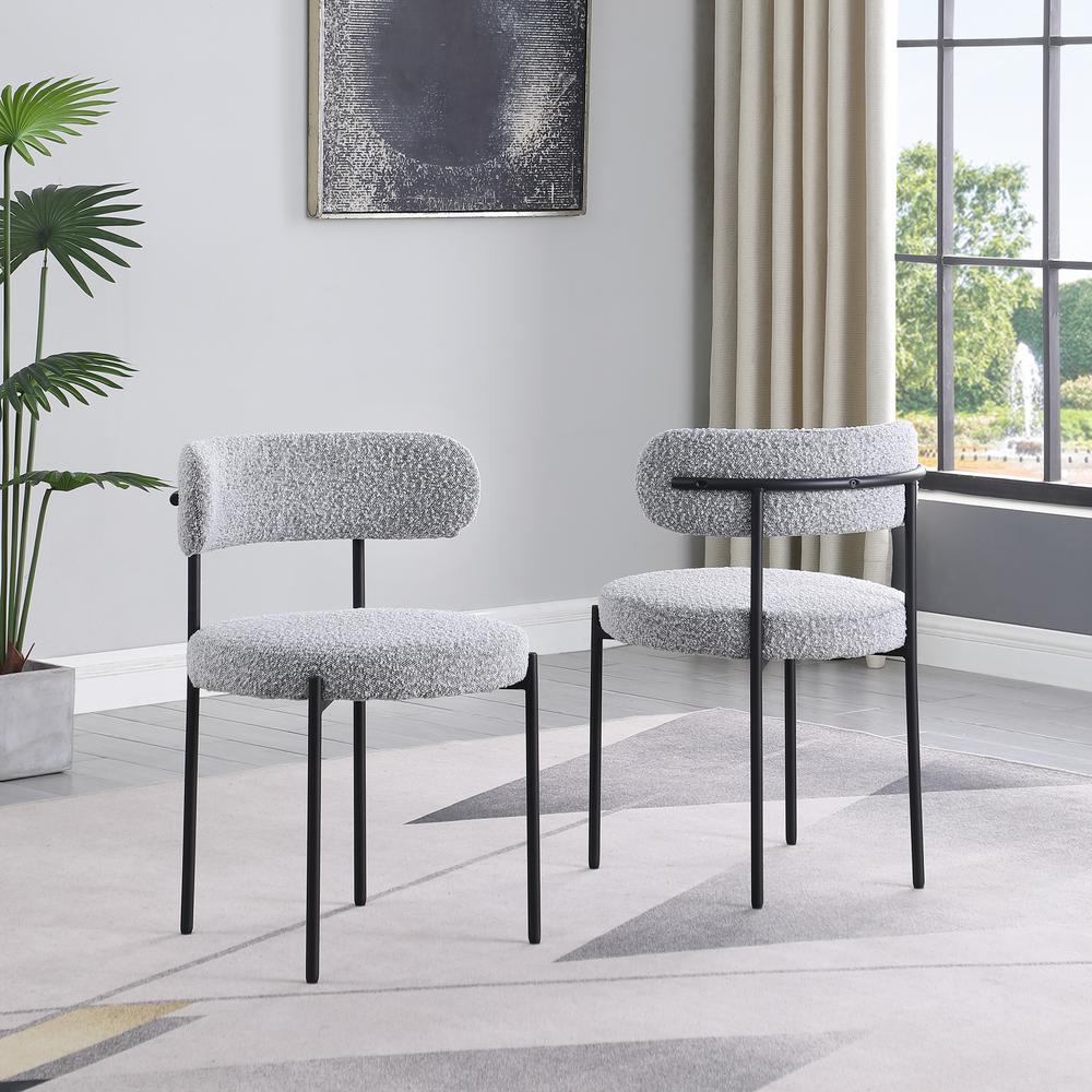 Drexel Boucle Fabric Gray Dining Chairs (Set of 2). Picture 3