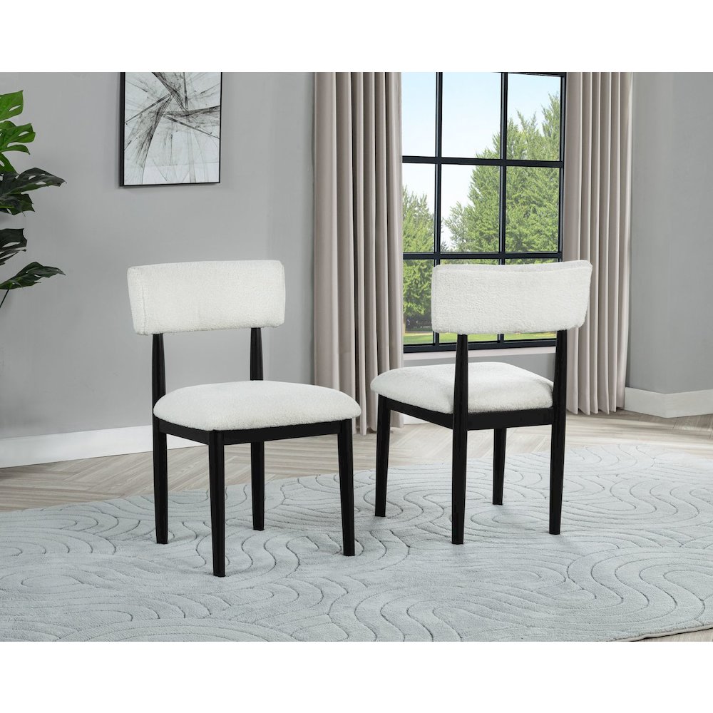 Yvetta Mid Century Modern Dining Chairs, Set of 2, White/Black. Picture 5