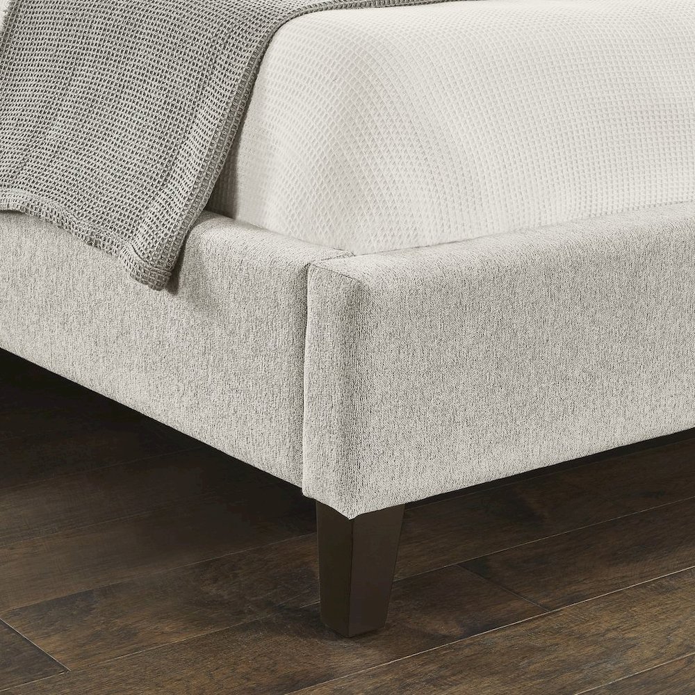 Modern Upholstered Low-Profile Bed Frame, California King, Wheat Beige. Picture 6