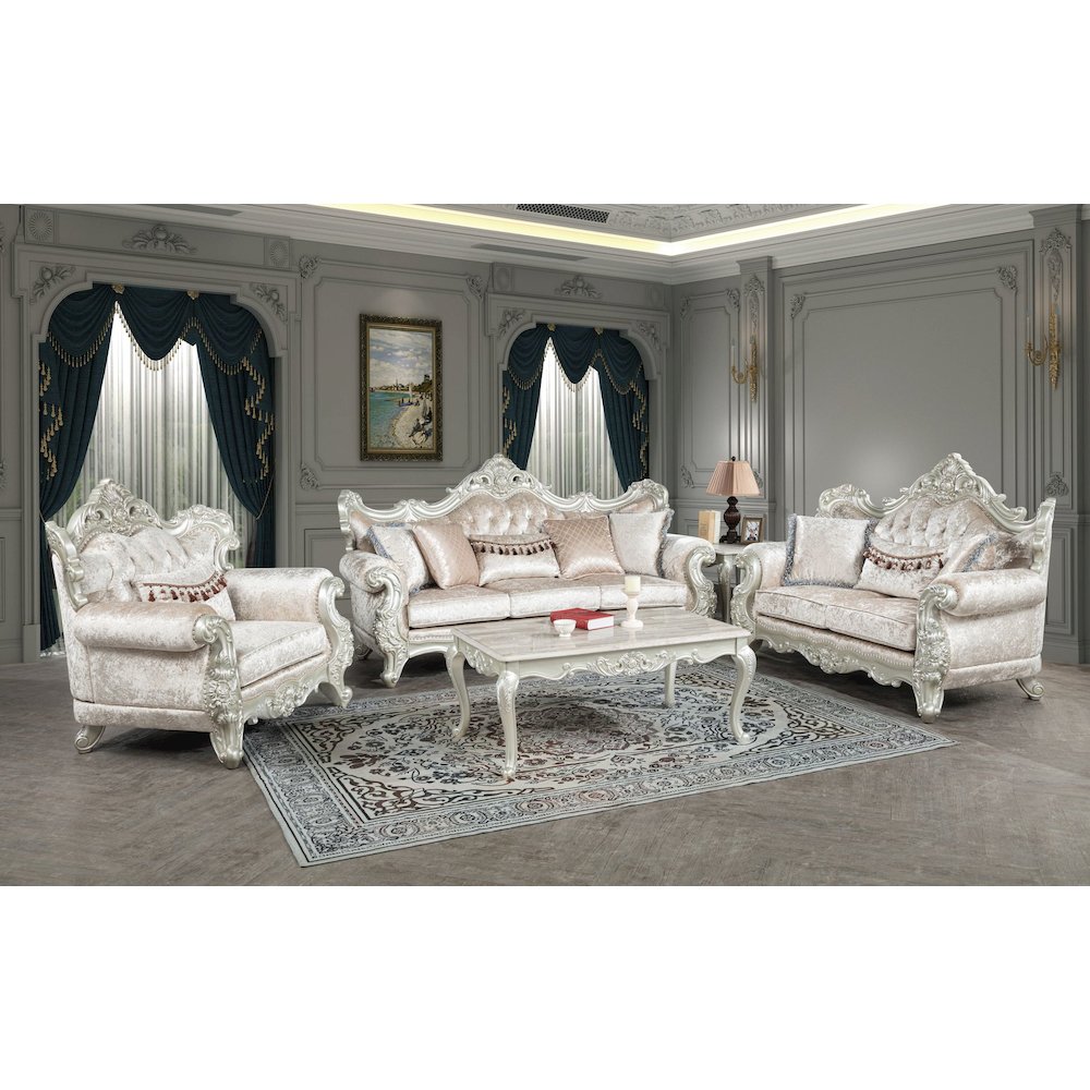 Tlerra Traditional Sofa, Champagne Fabric. Picture 6