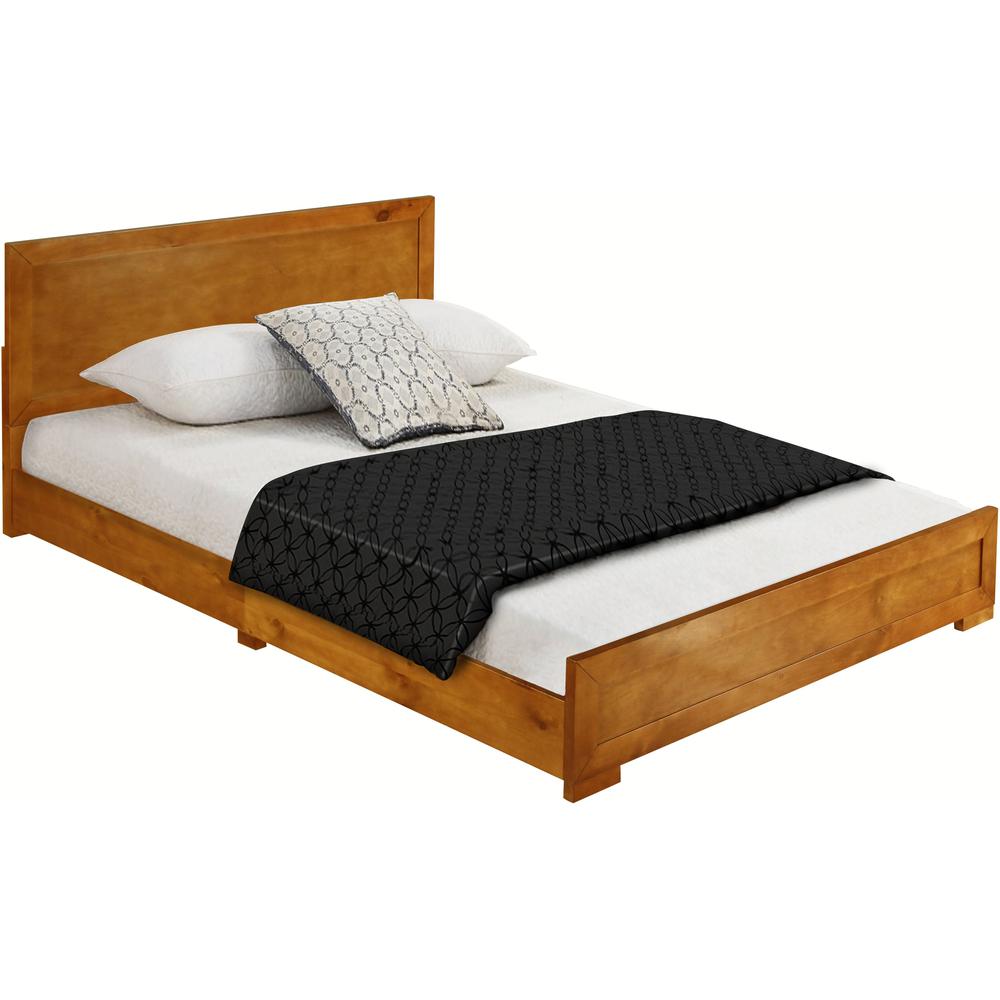 Trent Wooden Platform Bed in Oak, Queen/ Oak. Picture 2