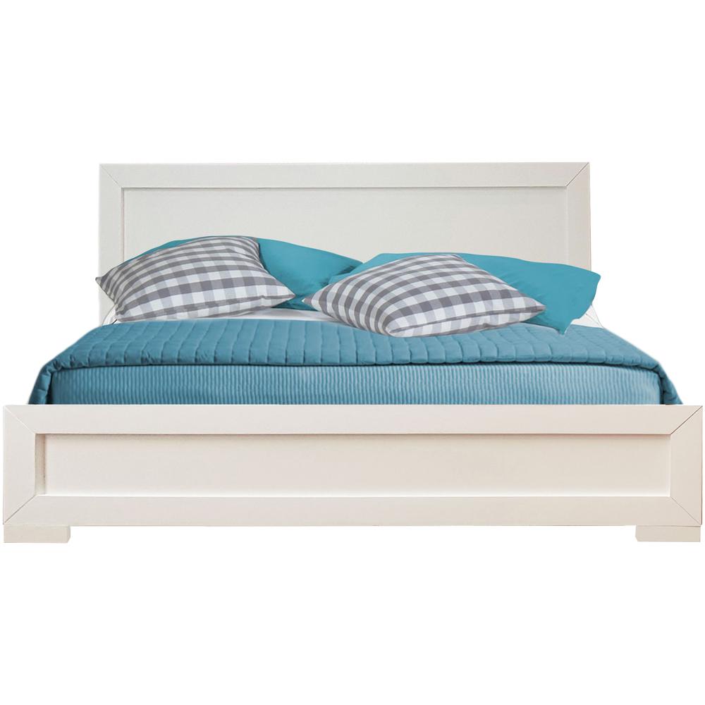Oxford Platform Bed, White, King/ White. Picture 1