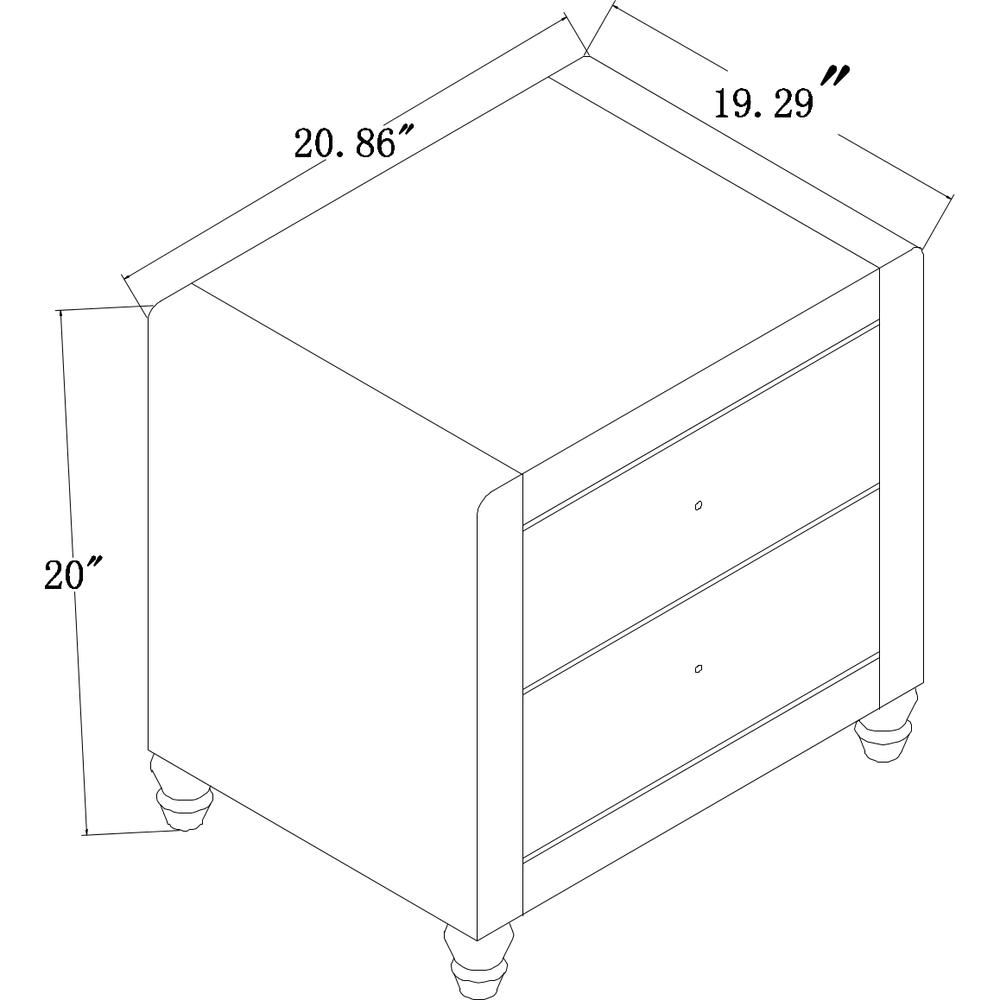 Upholstered 2 Drawer Nightstand, Beige/ Beige. Picture 4