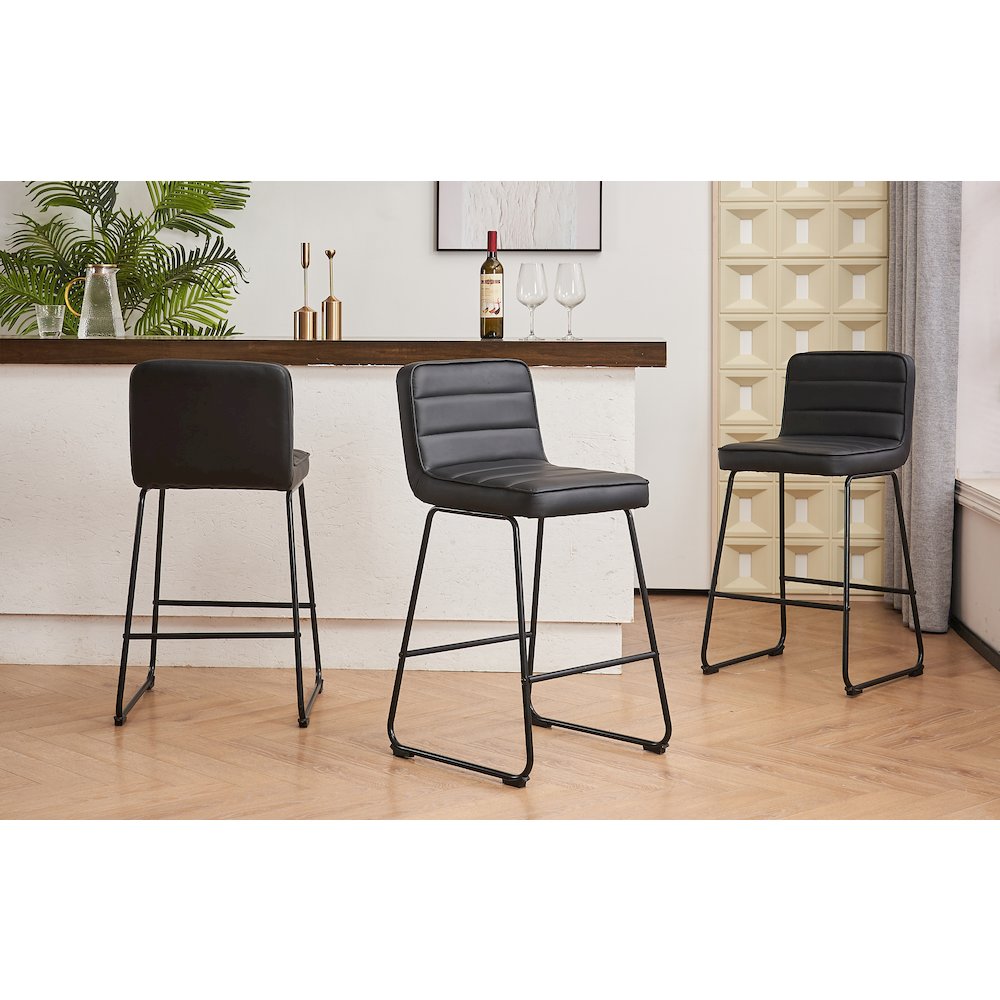 Home 2 Office Set of 3 Lakeview Upholstered Modern Black Barstools 26" Height. Picture 7