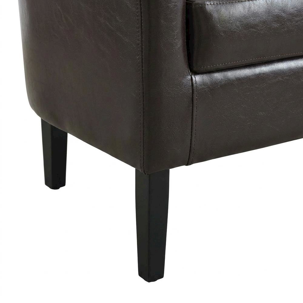 Brown Armchair with Faux Leather Upholstery and Cushioned Seat for Modern Living. Picture 6