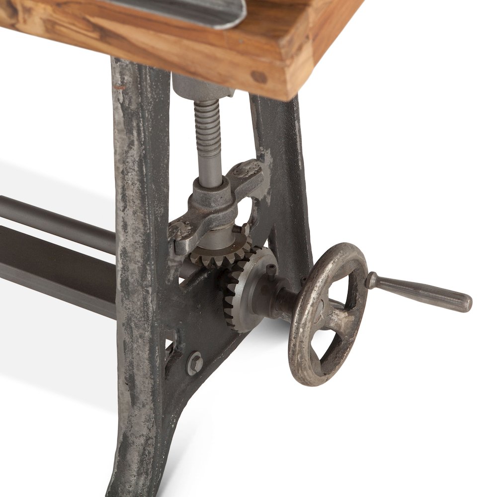 Artezia 62-Inch Reclaimed Teak Wood Drafting Desk with Adjustable Crank. Picture 8