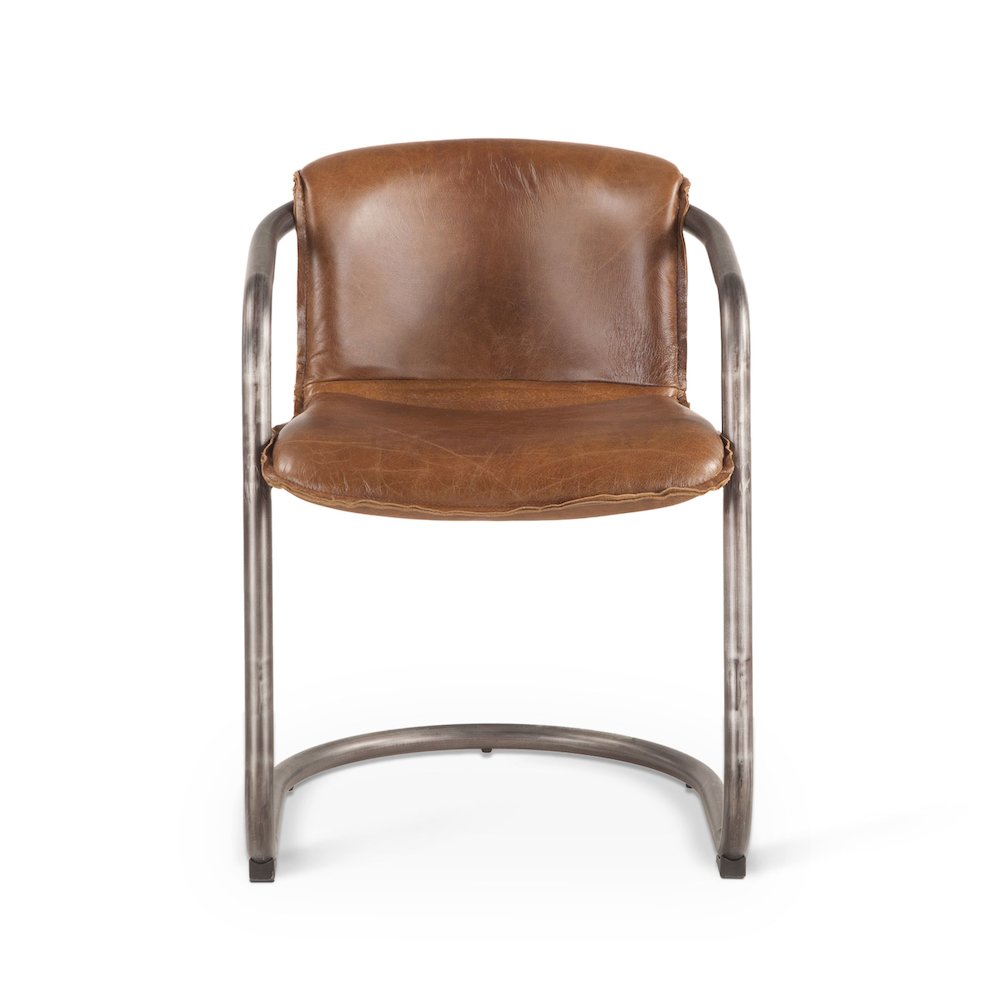 Chiavari Leather Dining Chair in Chestnut. Picture 1