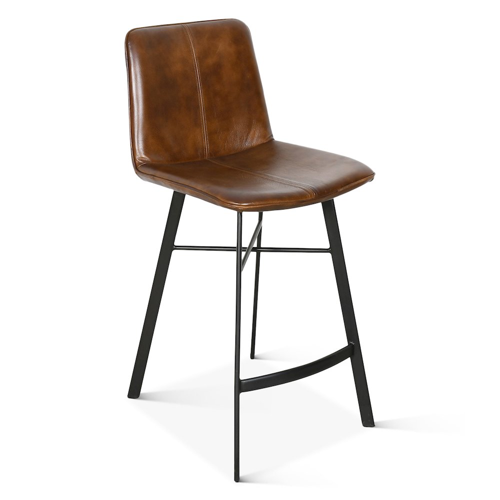 Brisbane Murphy Counter Chair in Chestnut Leather. Picture 1