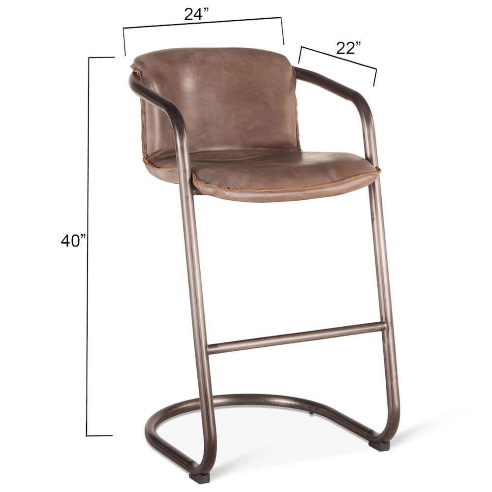 Chiavari Leather Bar Chair in Jet Brown. Picture 5