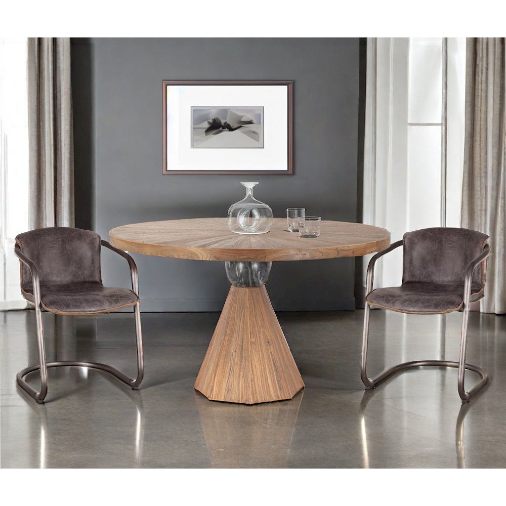 Chiavari Distressed Antique Ebony Leather Dining Chairs - Set Of 2. Picture 10