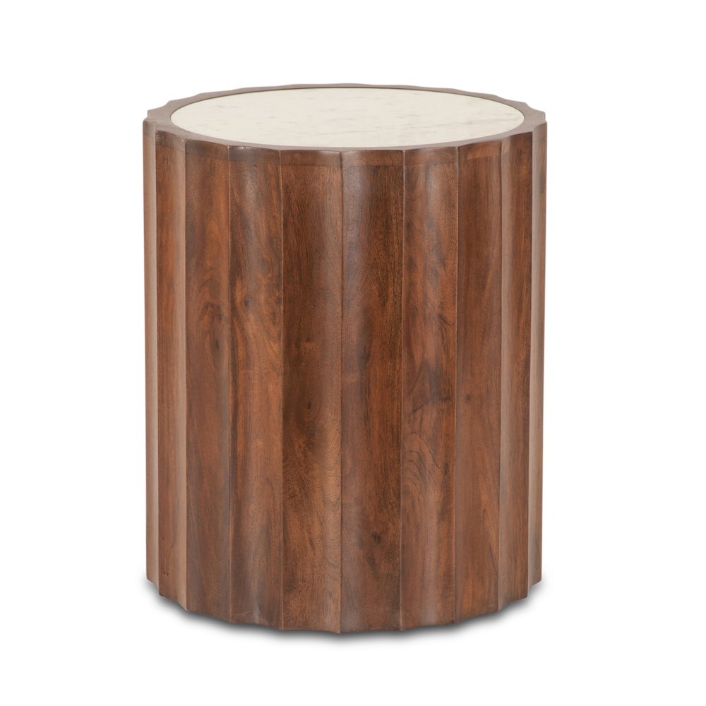Lisbon Modern White Marble Side Table in Matte Brown. Picture 1