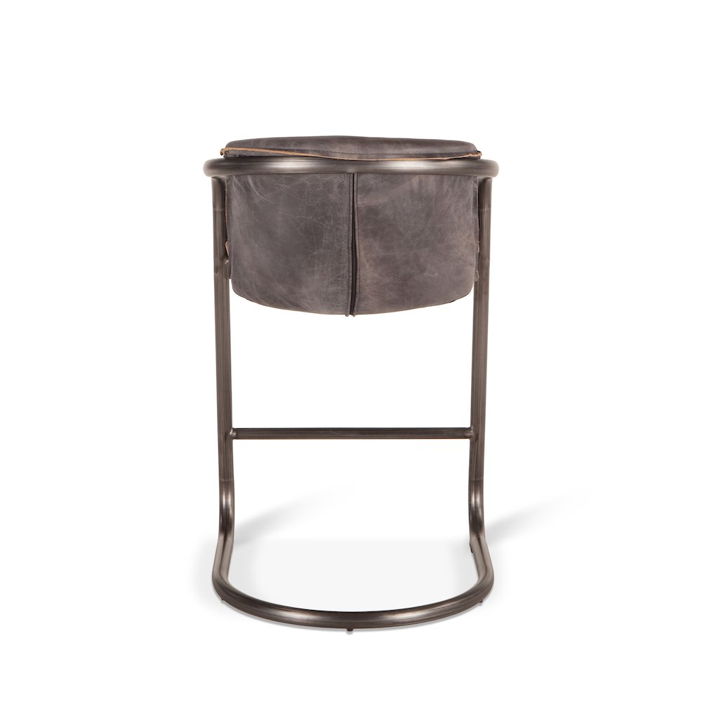 Chiavari Distressed Antique Ebony Leather Counter Chairs - Set Of 2. Picture 6
