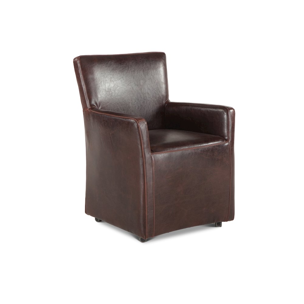 Lily Brown Leather Wheeled Armchair. Picture 5